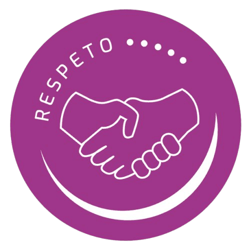 Icono morado de respeto con dos manos estrechándose